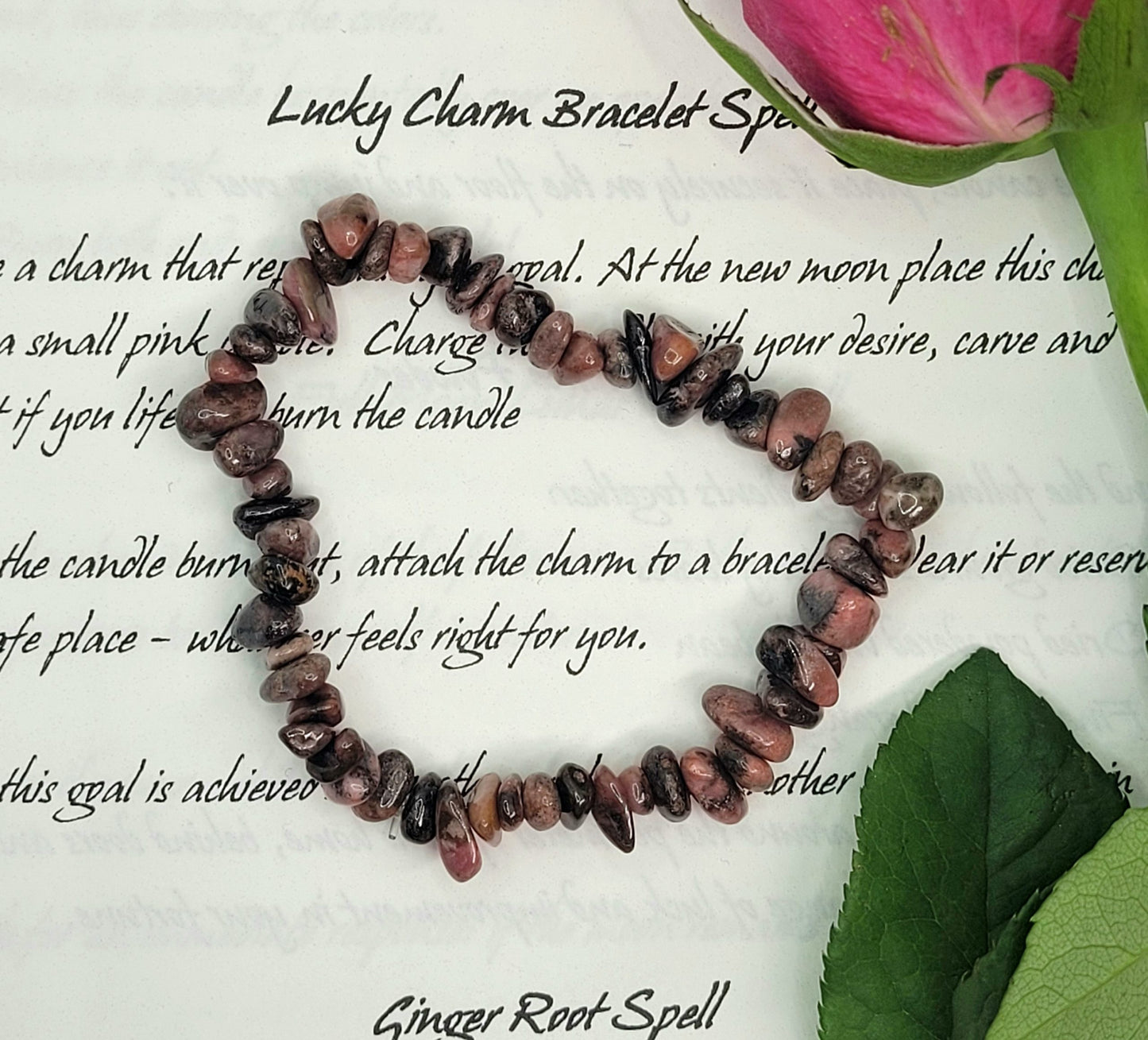 Rhodonite chip bracelet image 0