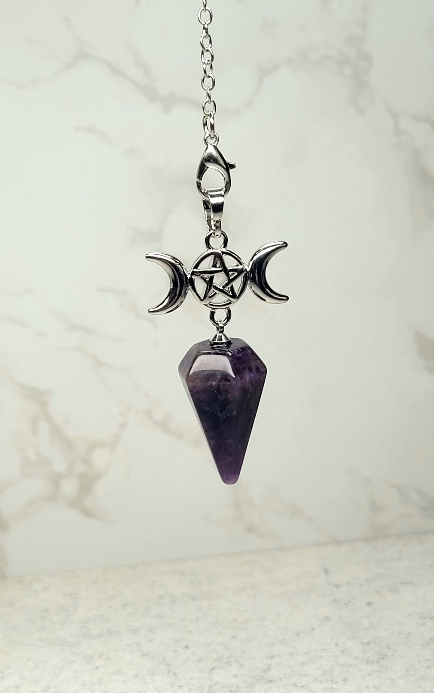 Triple-moon Amethyst Pendulum image 1