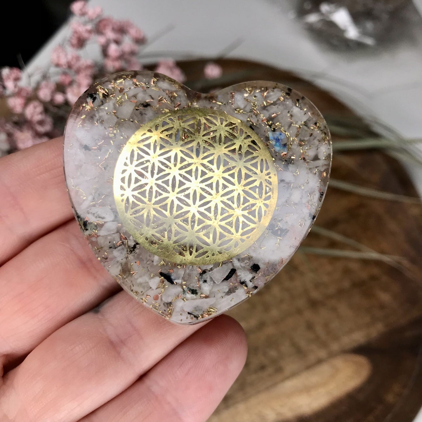 Orgonite Heart-Moonstone 5cm image 5