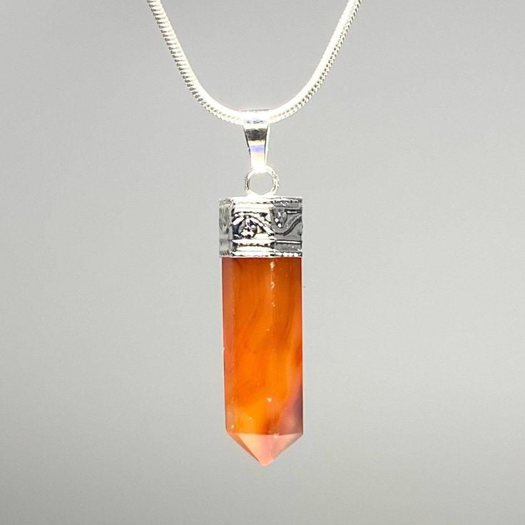 Carnelian point pendant-silver plated image 2