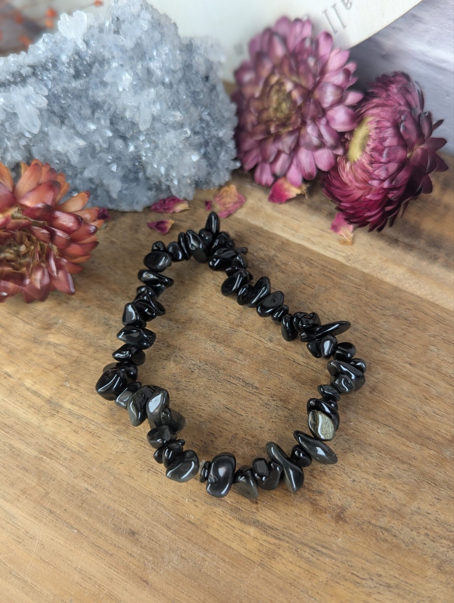 Obsidian chip bracelet image 0