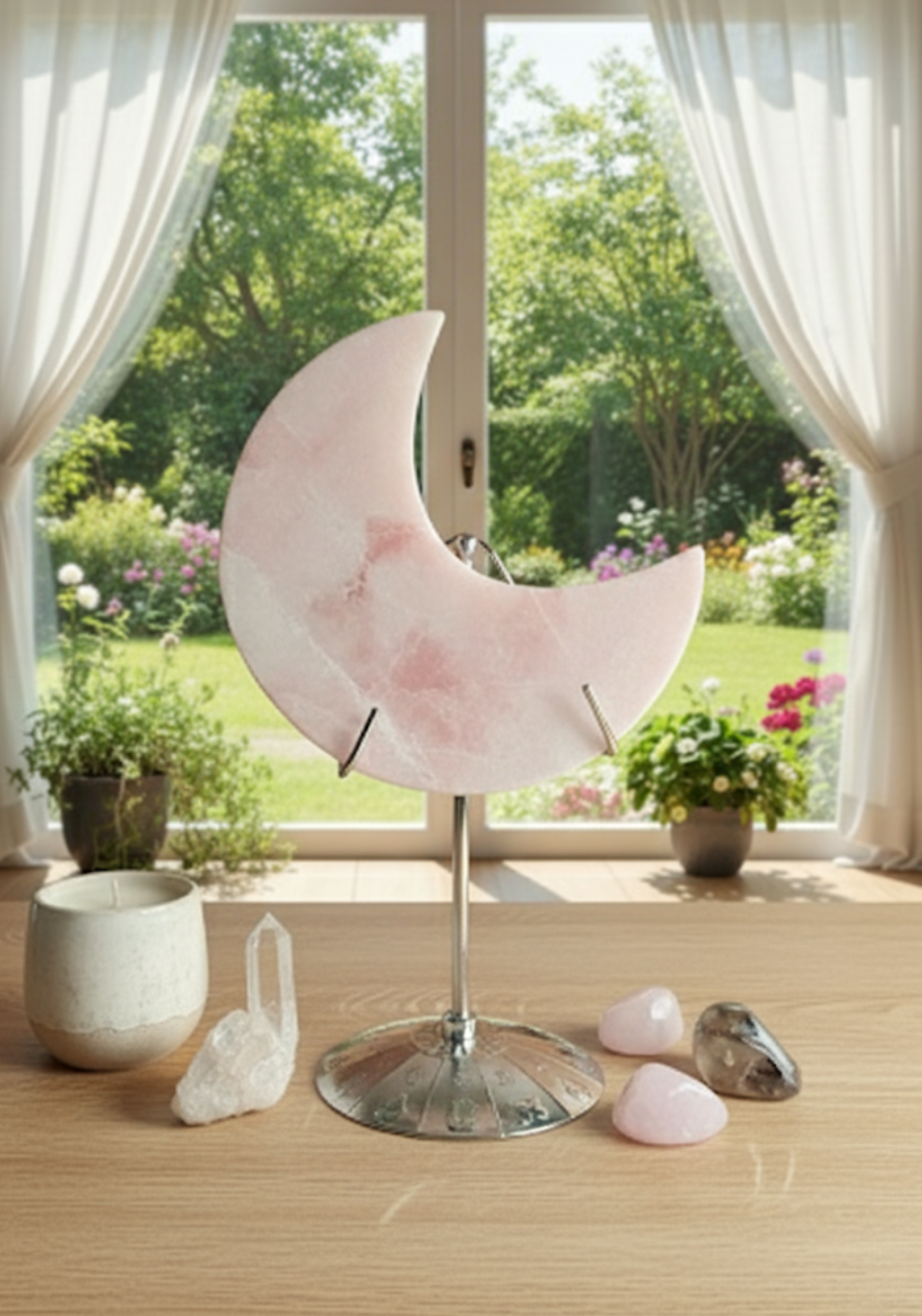 Pink Opal Moon On Stand image 0