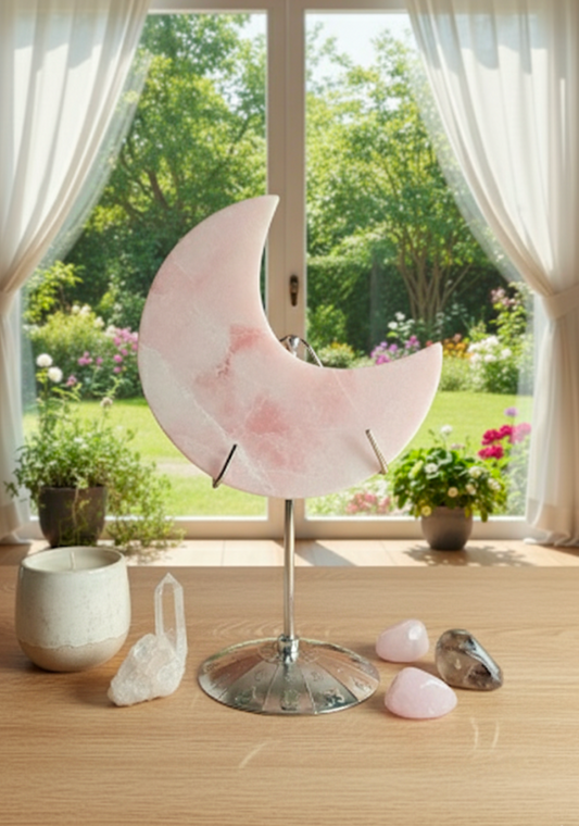Pink Opal Moon On Stand image 0