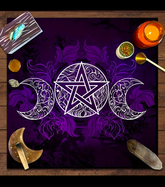 Triple Moon Pentagram Altar Cloth image 0