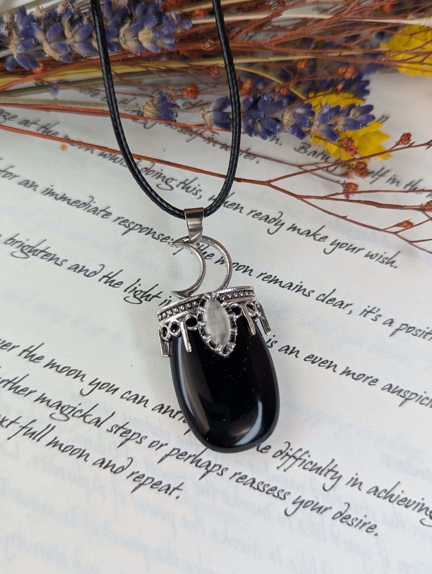 Crystal Moon Pendants - Obsidian image