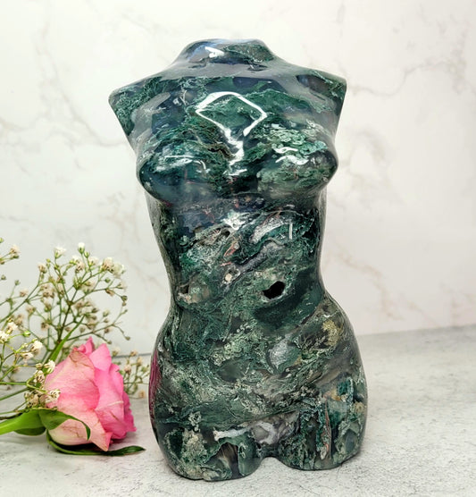 Large Female Body - Green Moss Agate 14cm, 930g image 0