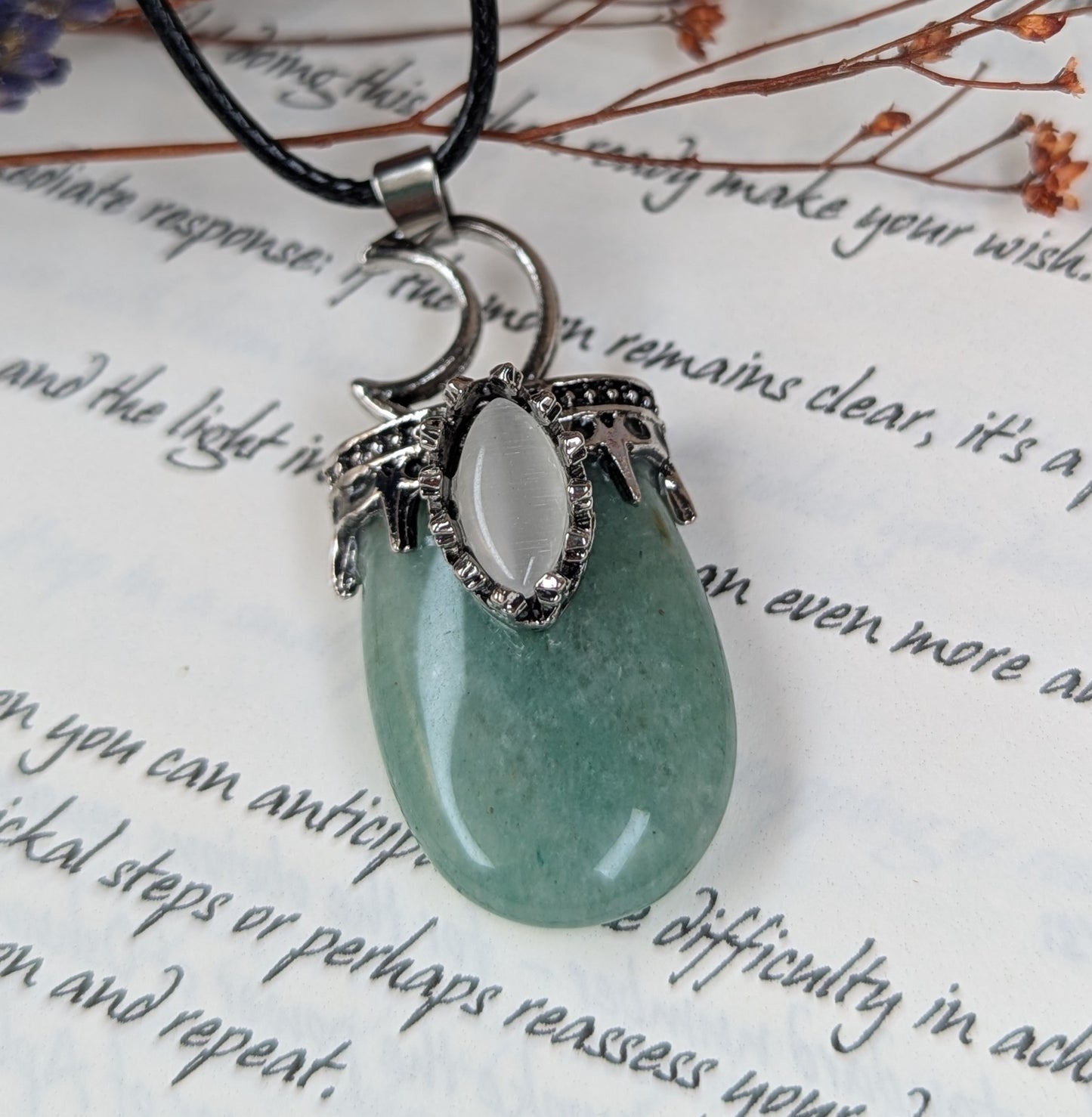 Crystal Moon Pendants - Green Adventurine image