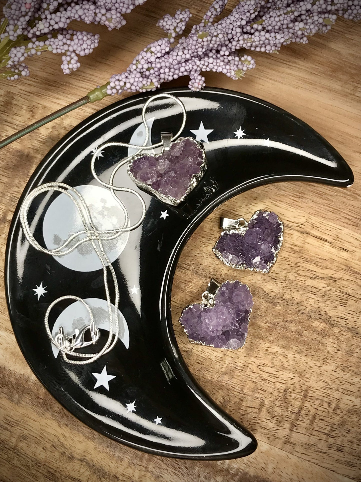 Amethyst cluster heart pendant image 1