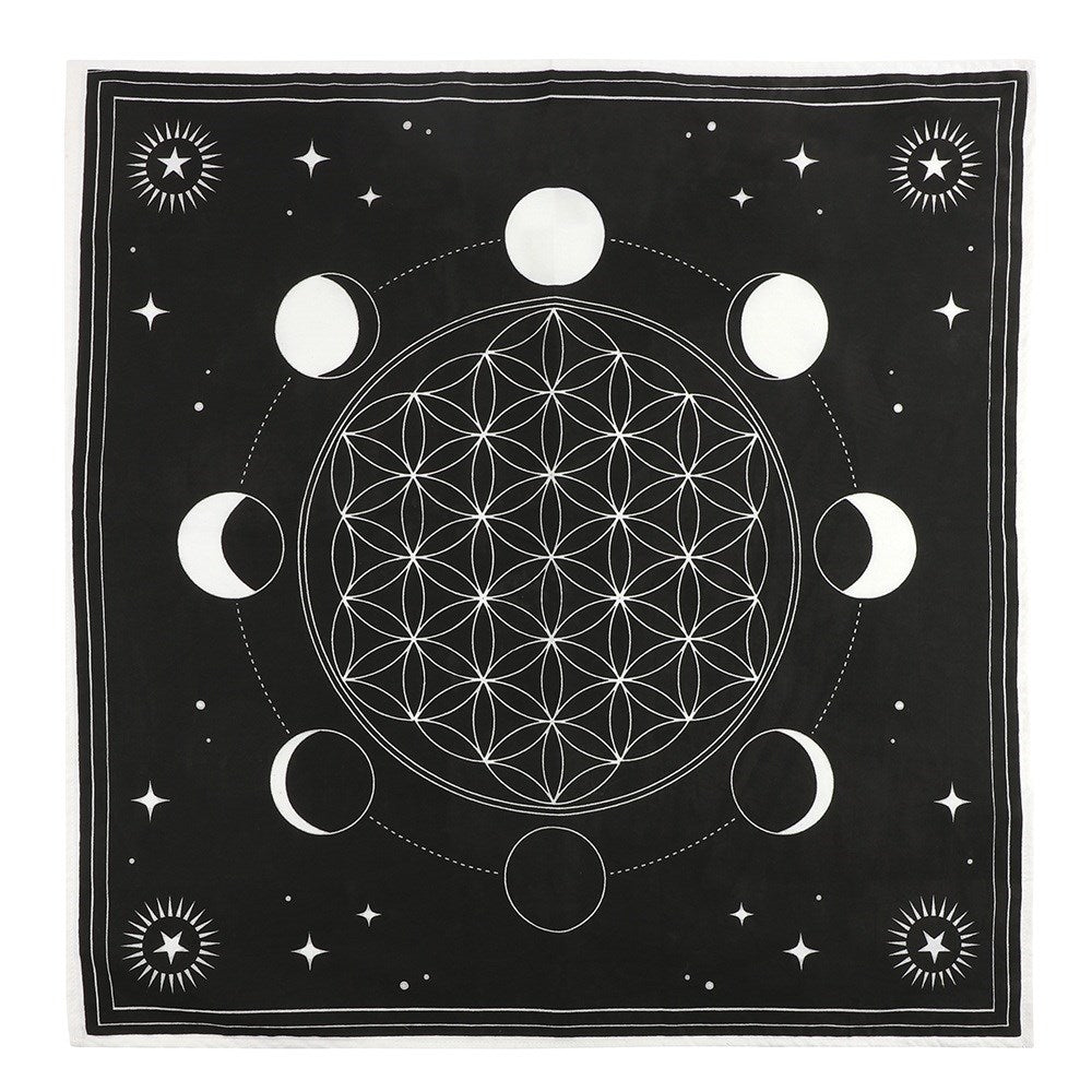 Moon Phase Crystal Grid Altar Cloth – 70x70cm image 1