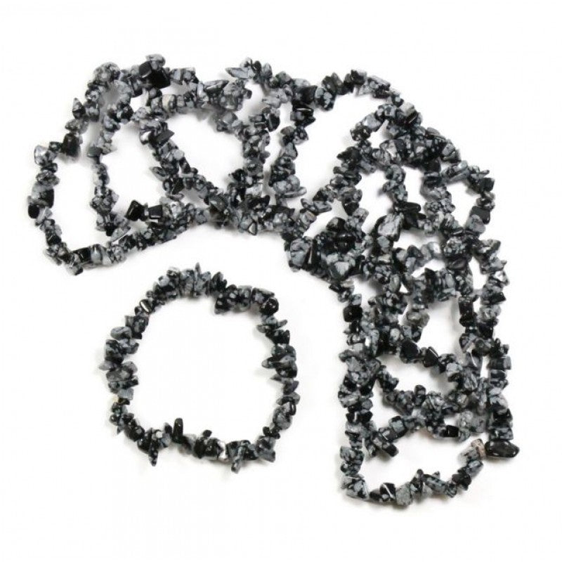 Snowflake obsidian chip bracelet image 1