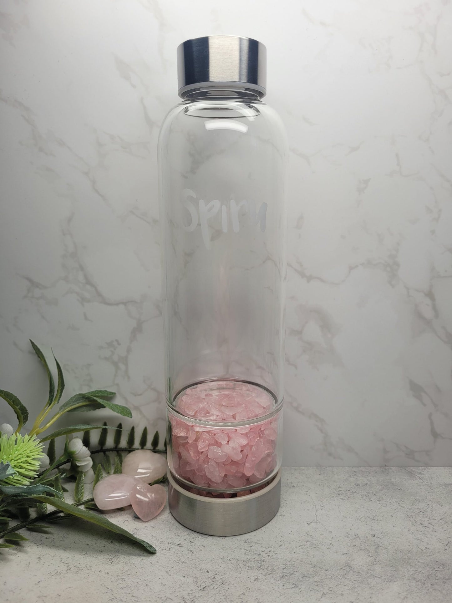 Rose Quartz Tumble Stone Infused Water Bottle image 0