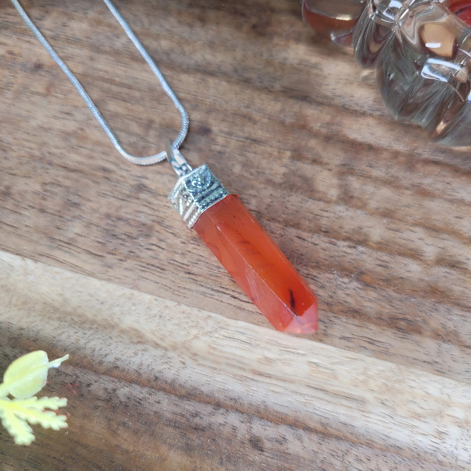 Carnelian point pendant-silver plated image 1