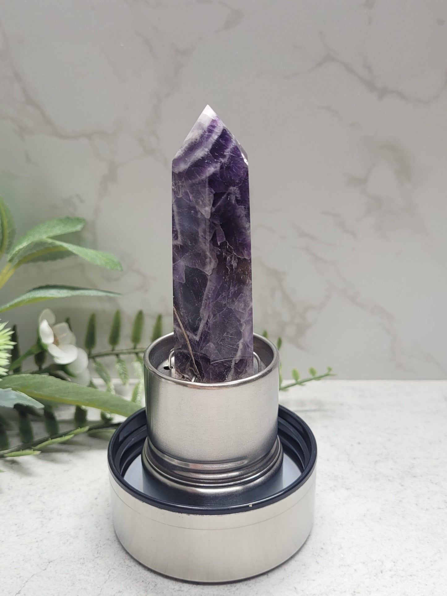 Amethyst Tower Calming Glass Water Bottle image 2