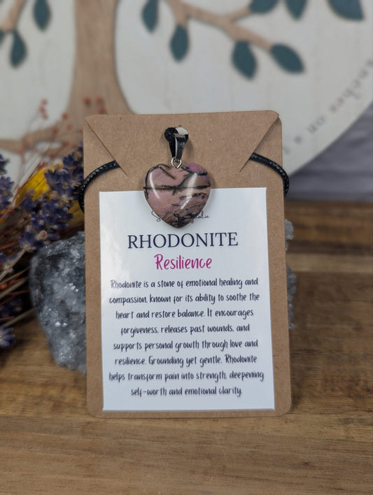 Rhodonite heart necklace- Resilience image 0