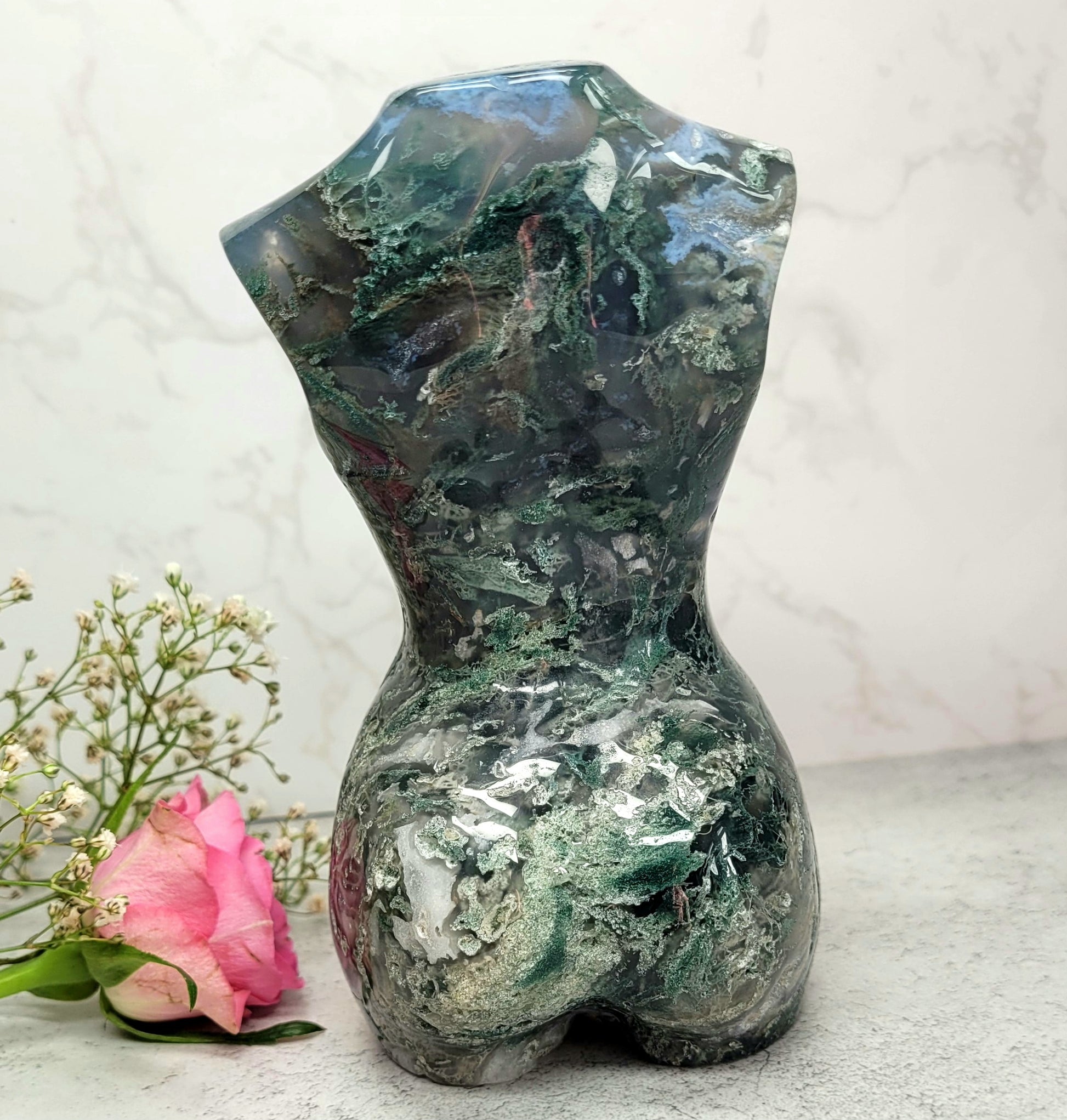 Large Female Body - Green Moss Agate 14cm, 930g image 2