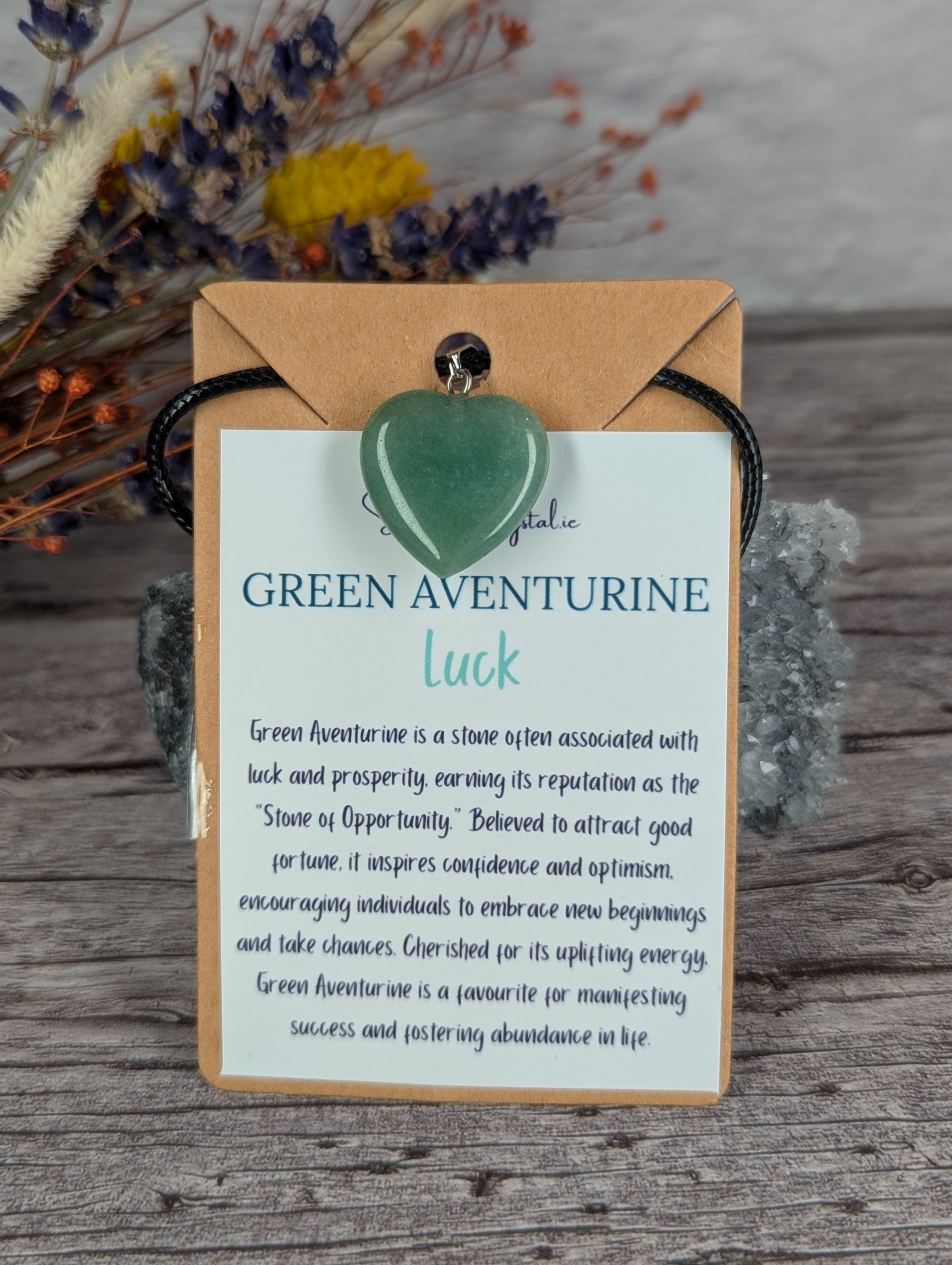 Green Aventurine heart necklace-"Luck" image 0