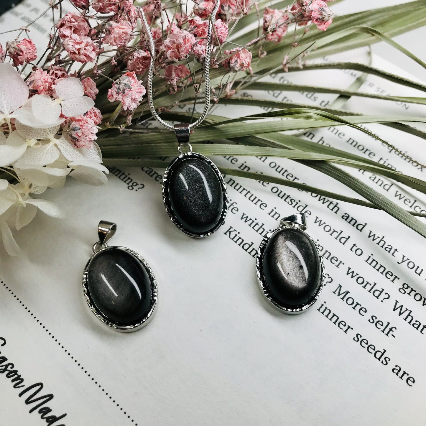 Silver Obsidian pendant image 1