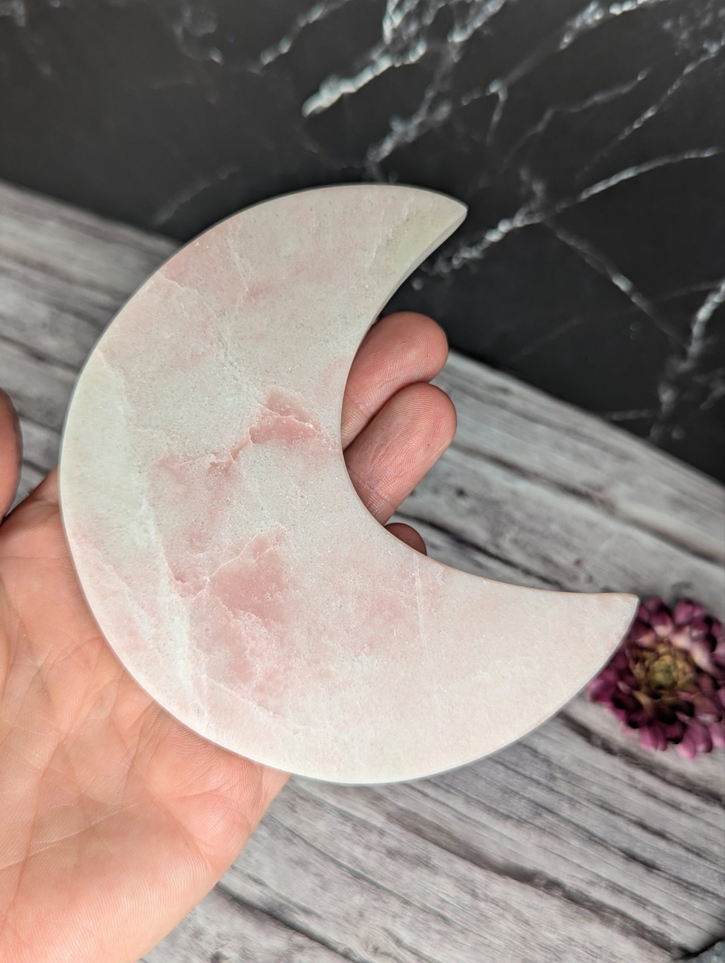 Pink Opal Moon On Stand image 1