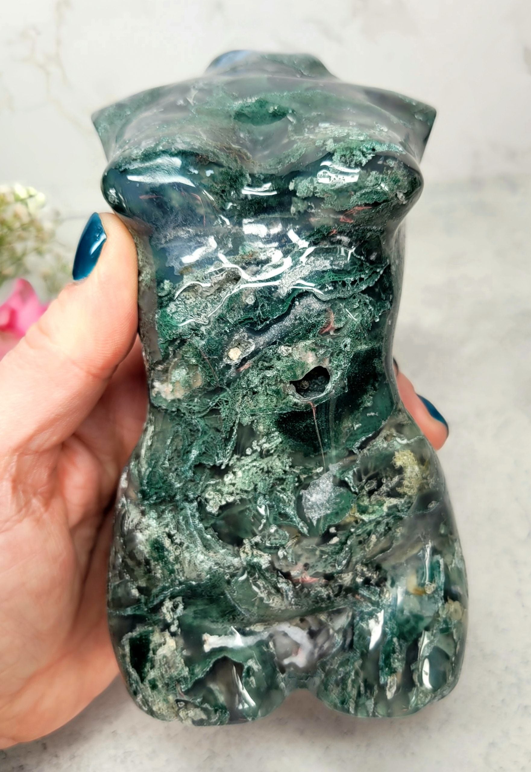 Large Female Body - Green Moss Agate 14cm, 930g image 1