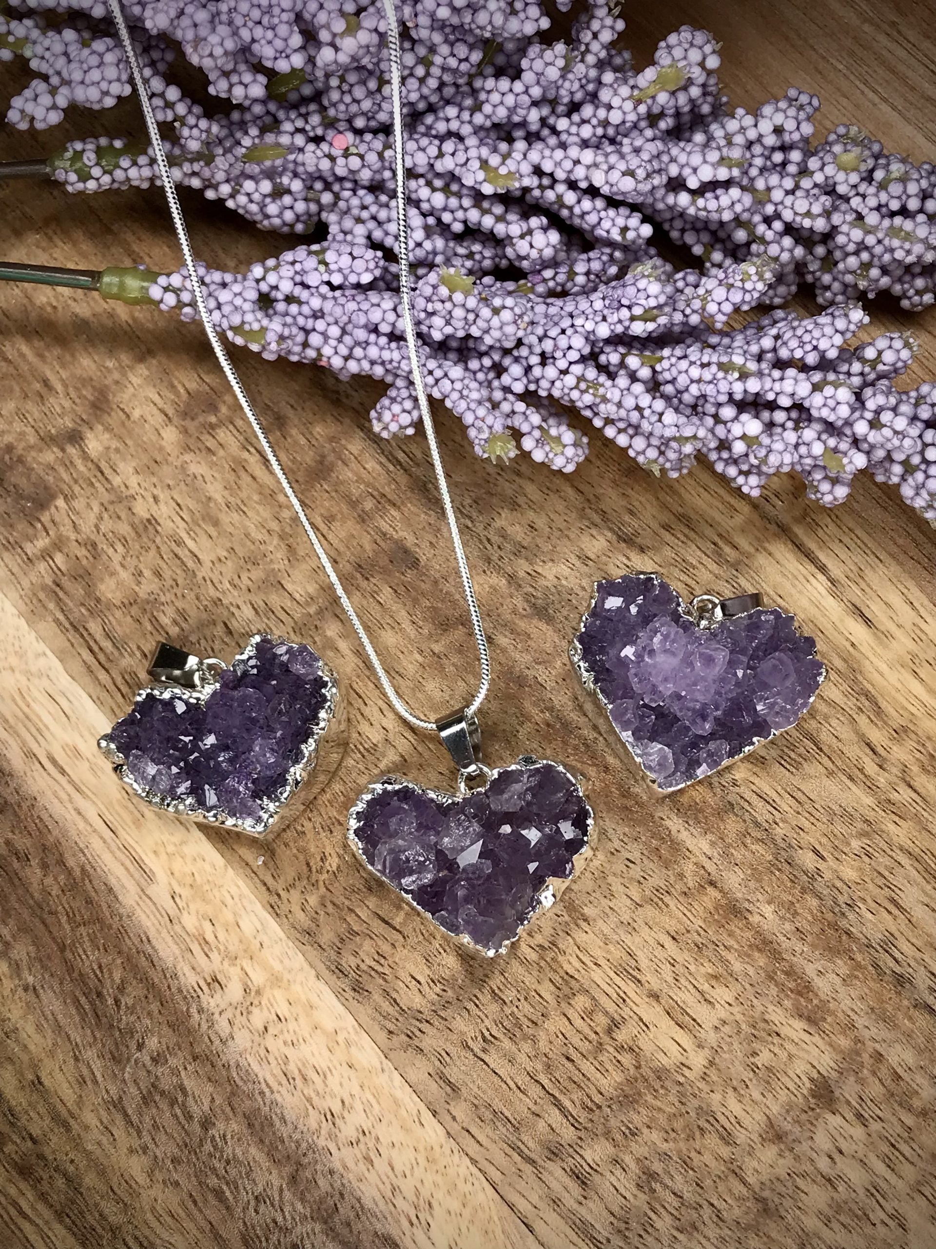 Amethyst cluster heart pendant image 0