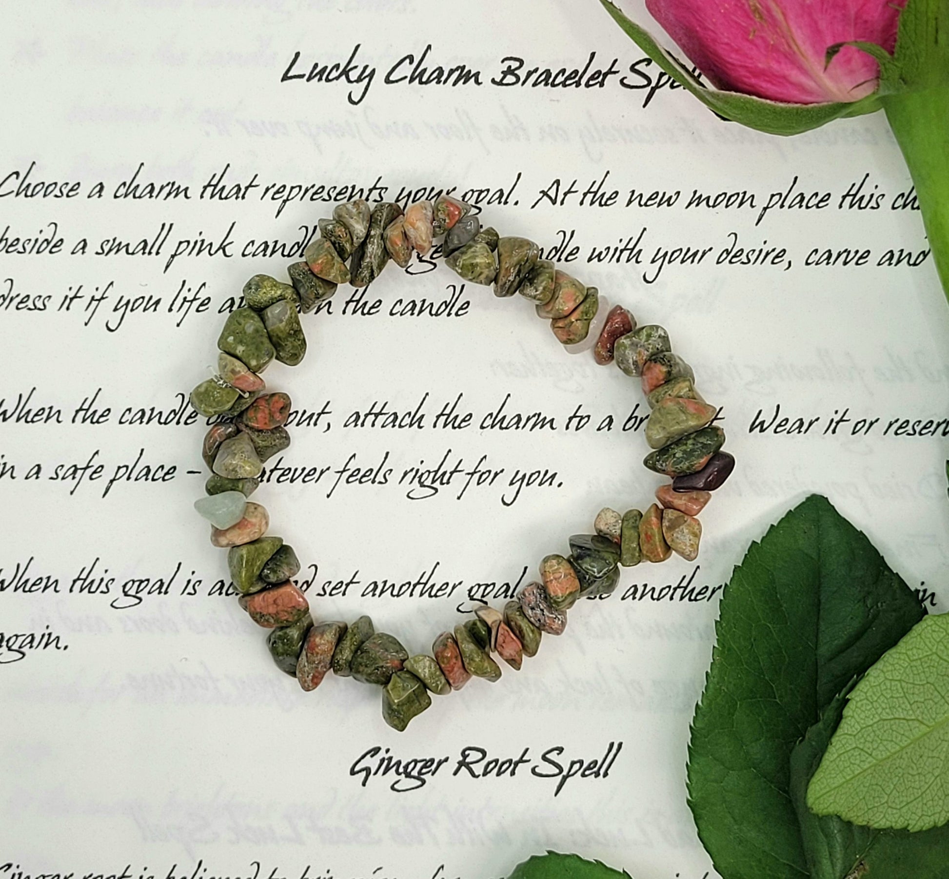 Unakite chip bracelet image 0