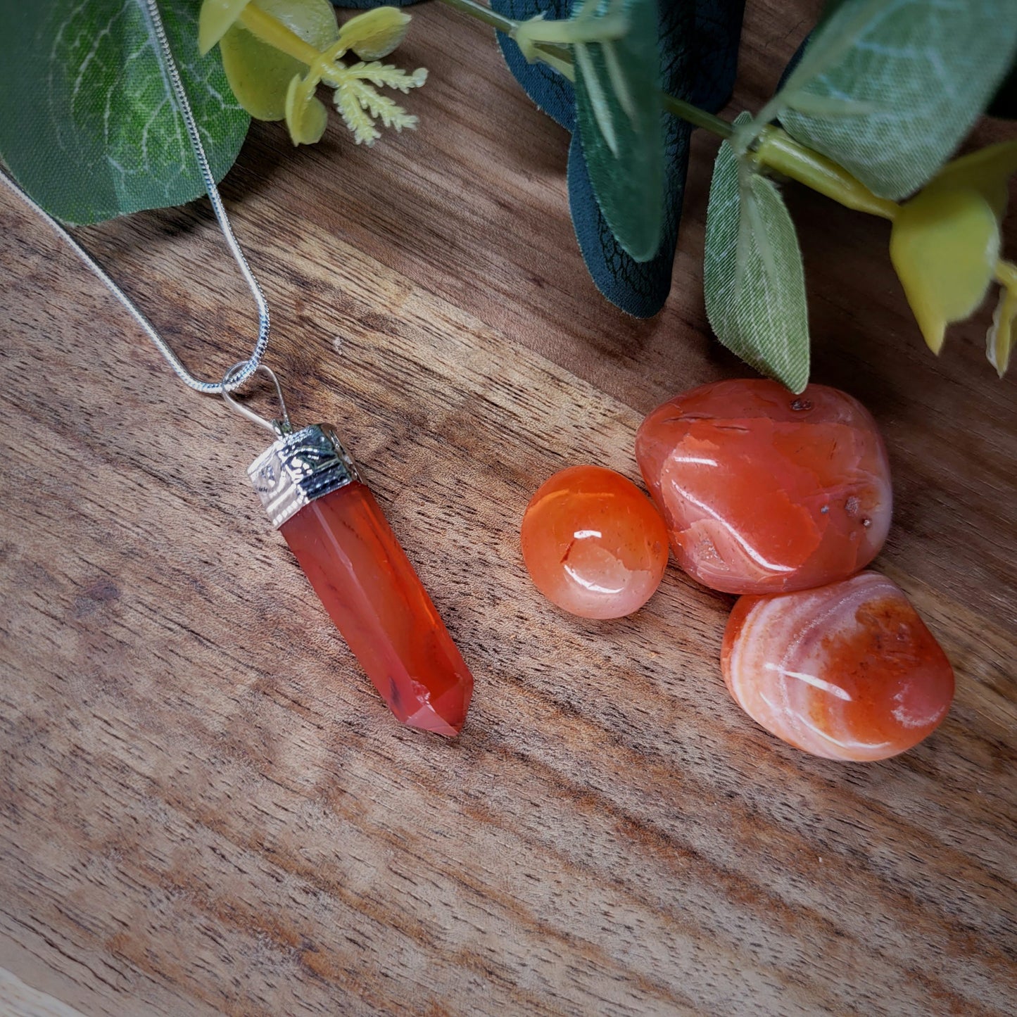 Carnelian point pendant-silver plated image 0