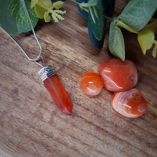 Carnelian point pendant-silver plated image 0