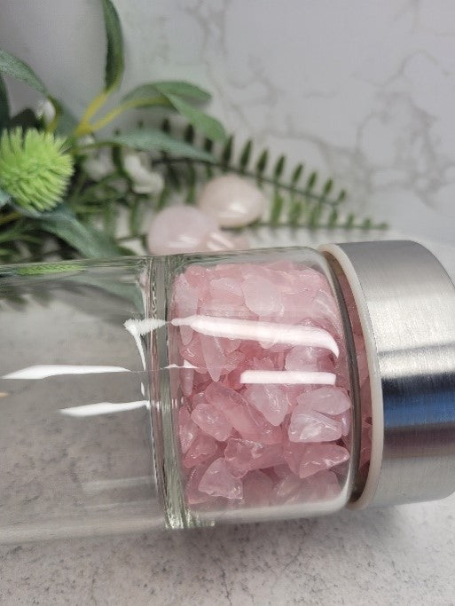 Rose Quartz Tumble Stone Infused Water Bottle image 1