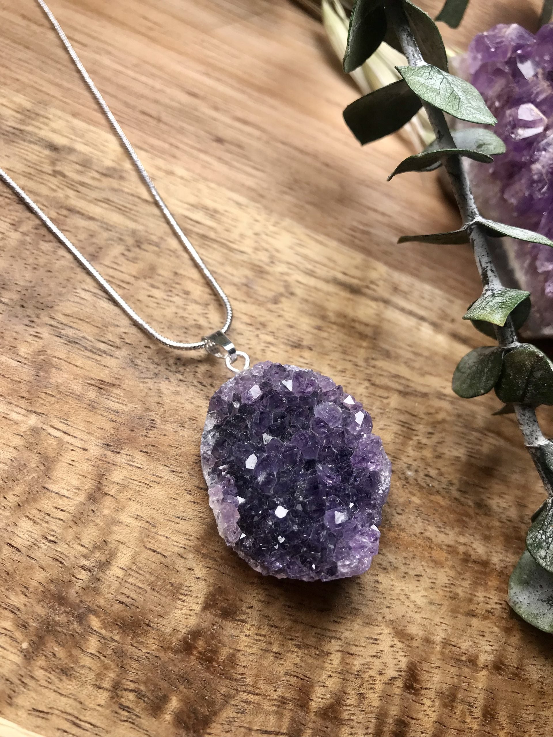 Amethyst cluster pendant 25-30mm image 0