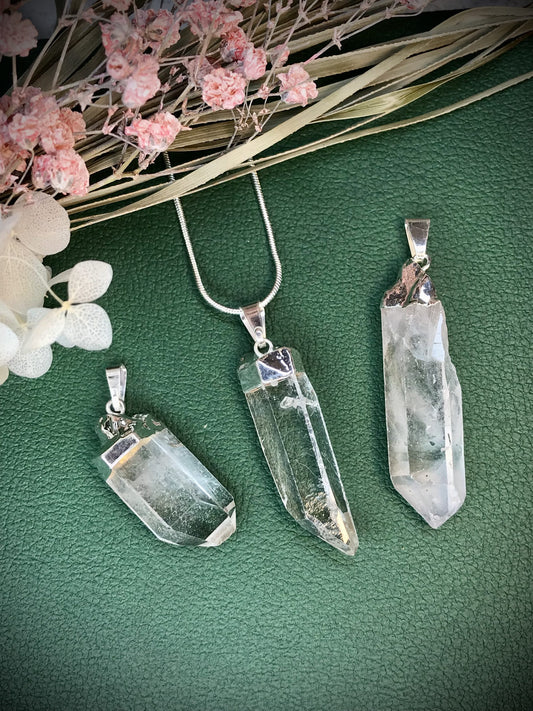 Clear quartz point pendant 3-4.5cm image 0
