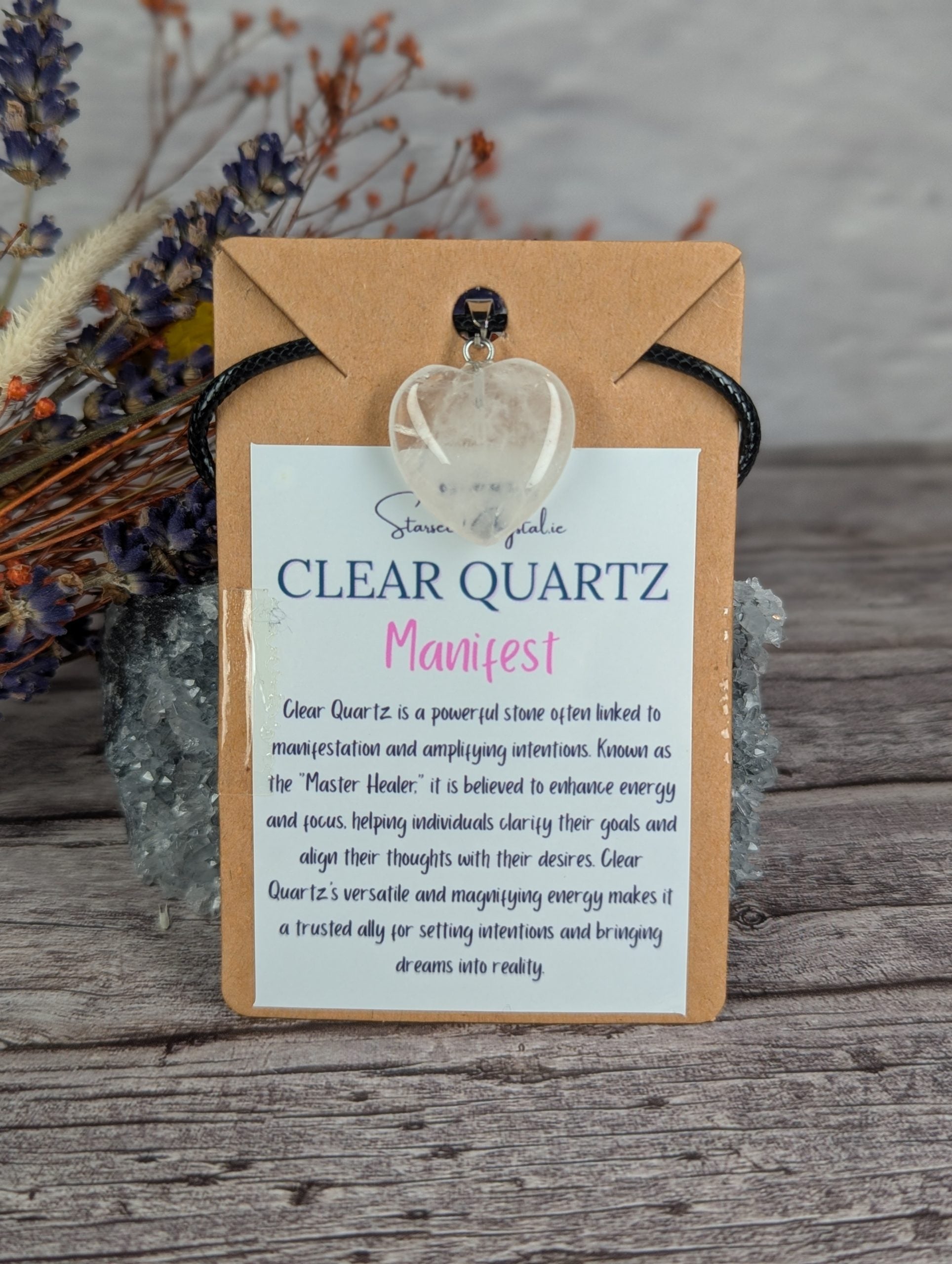 Clear Quartz heart necklace- "Manifest" image 0