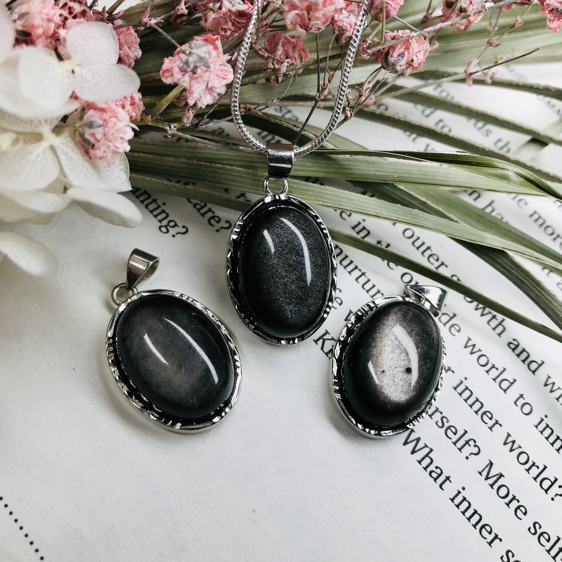 Silver Obsidian pendant image 0