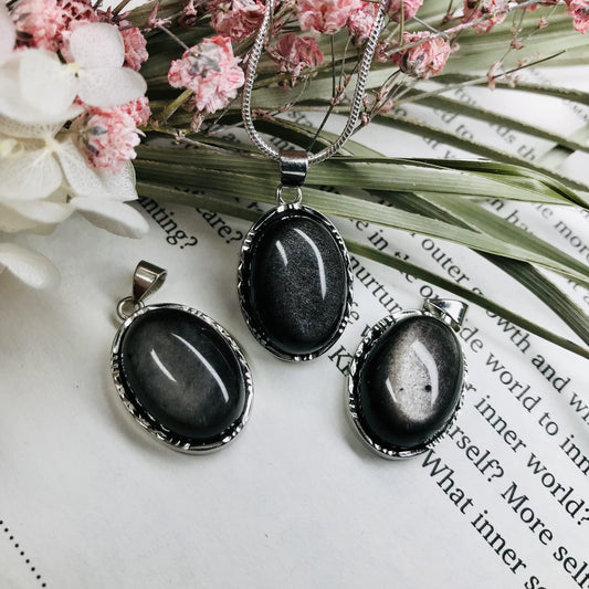 Silver Obsidian pendant image 0