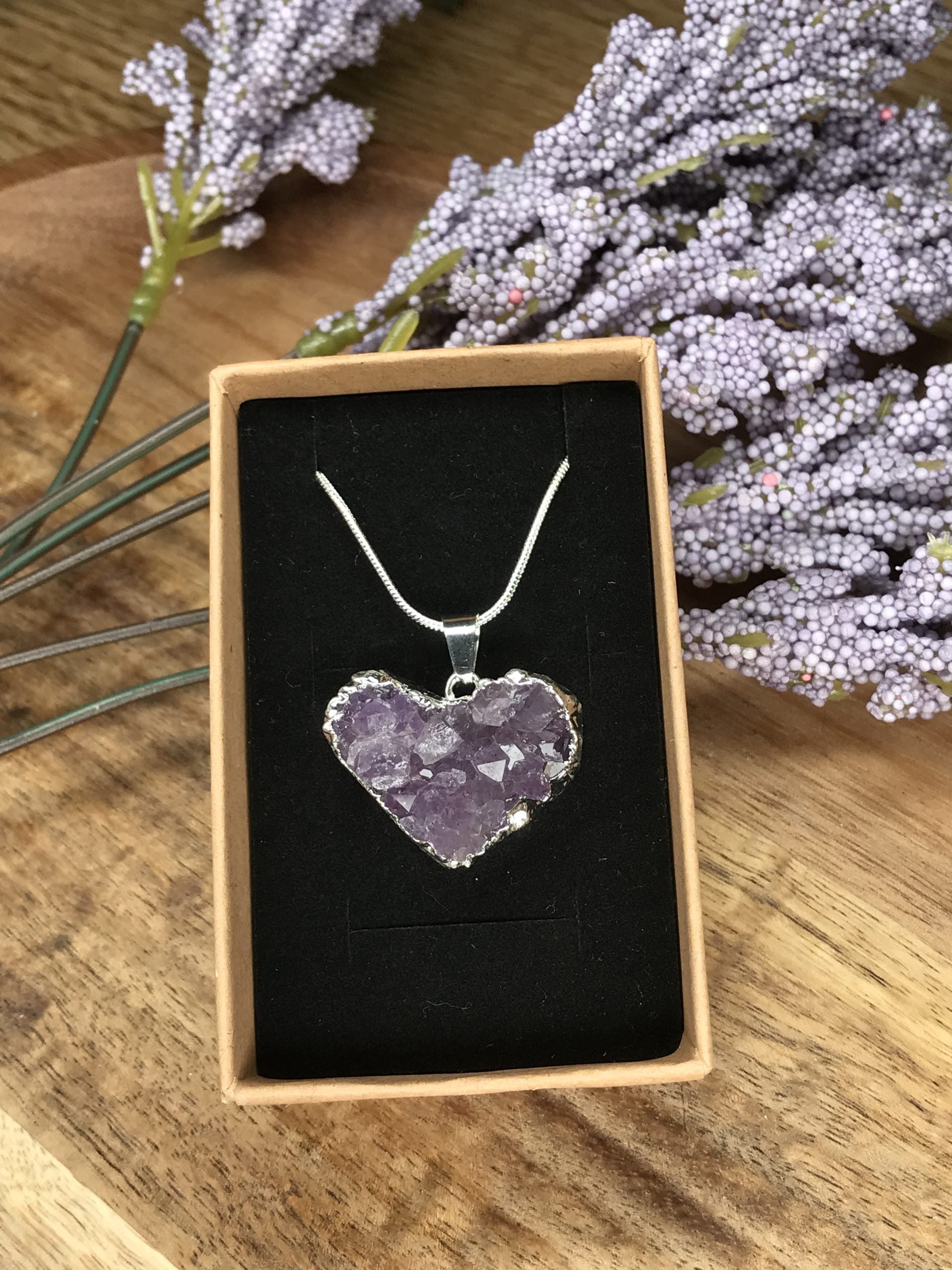 Amethyst cluster heart pendant image 4